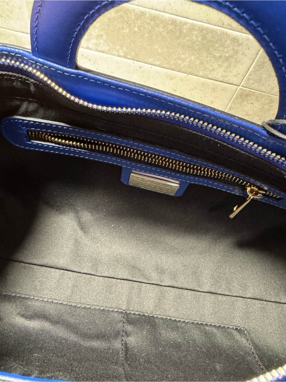 CLAUDIA FIRENZE Cobalt Blue smooth leather, top-handles w/removable strap - Picture 12 of 16